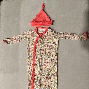 magneticme modal magnetic ruffle gown & hat (nb - 3month)